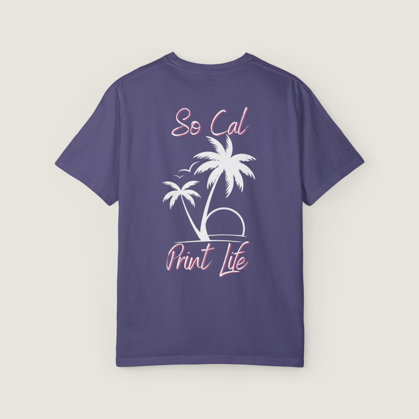 So Cal Print Life- White Logo Tee (Comfort Colors, 100% ring-spun cotton)
