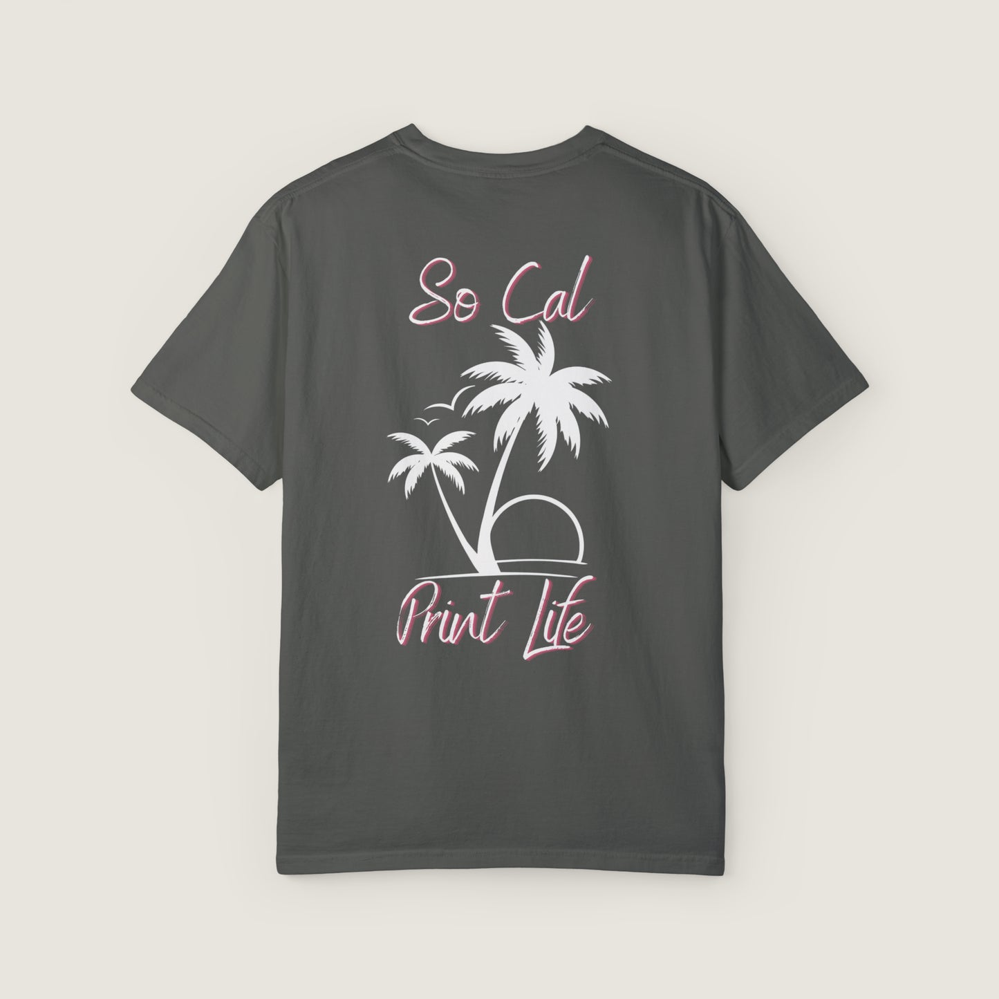 So Cal Print Life- White Logo Tee (Comfort Colors, 100% ring-spun cotton)