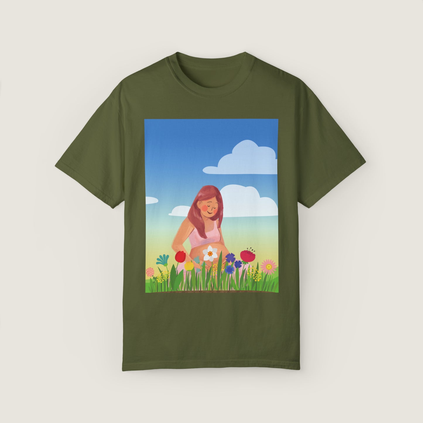 Mother With Flowers (Comfort Colors, 100% ring-spun cotton)