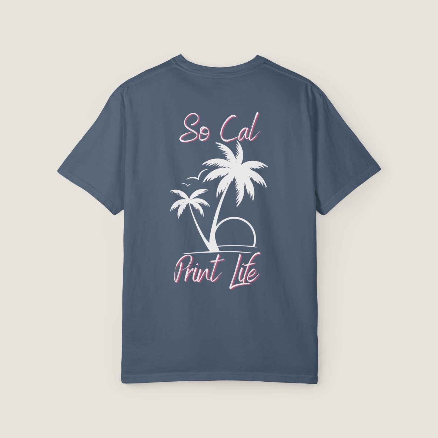 So Cal Print Life- White Logo Tee (Comfort Colors, 100% ring-spun cotton)