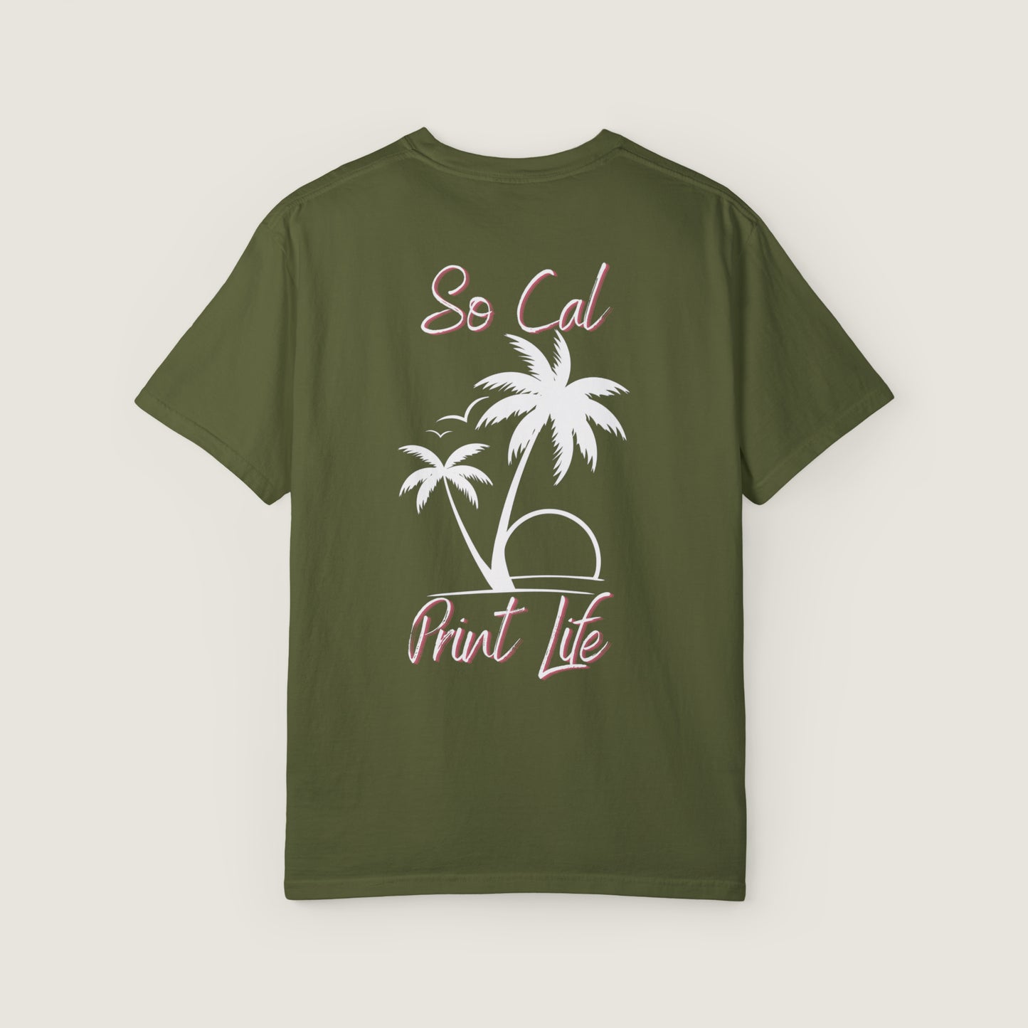 So Cal Print Life- White Logo Tee (Comfort Colors, 100% ring-spun cotton)