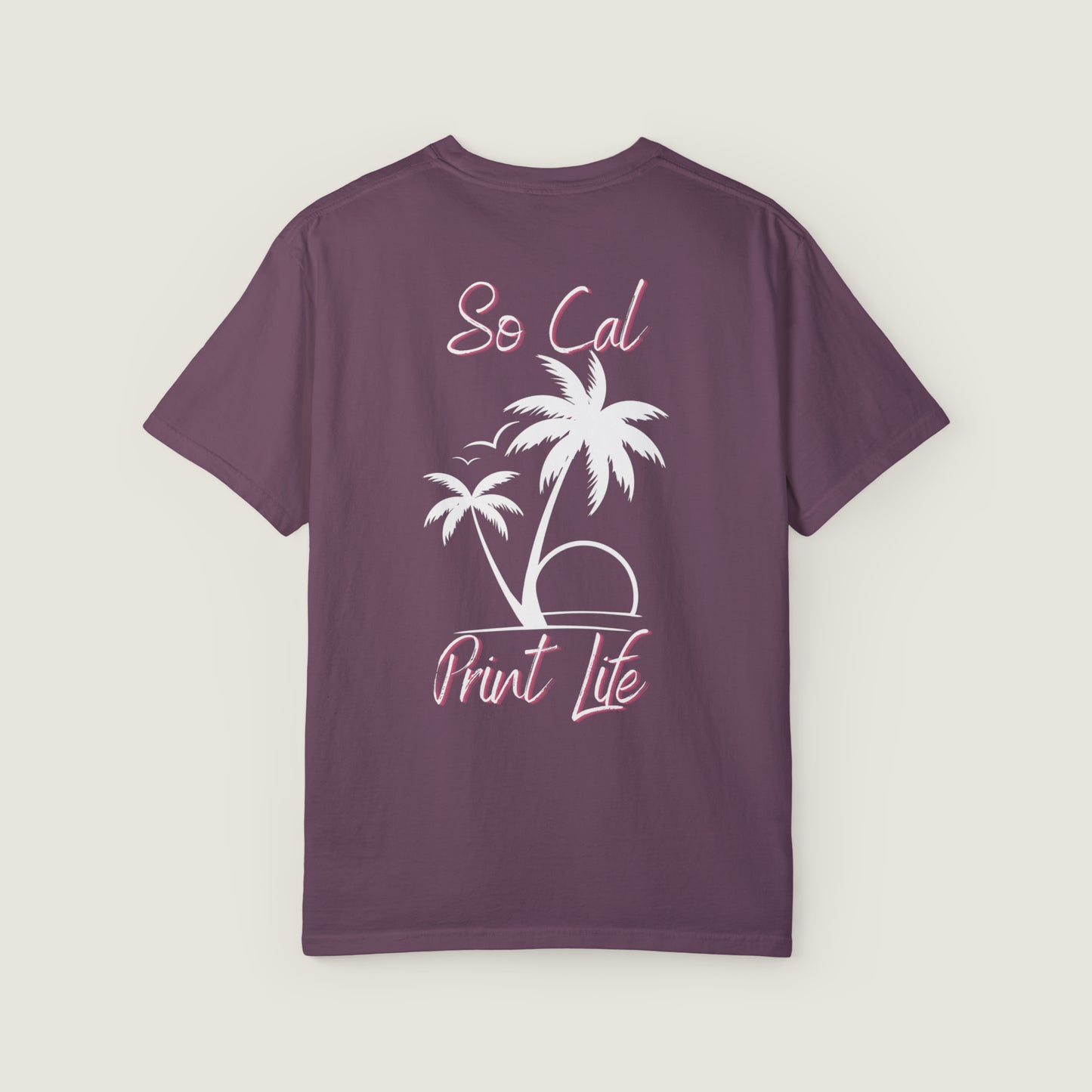 So Cal Print Life- White Logo Tee (Comfort Colors, 100% ring-spun cotton)