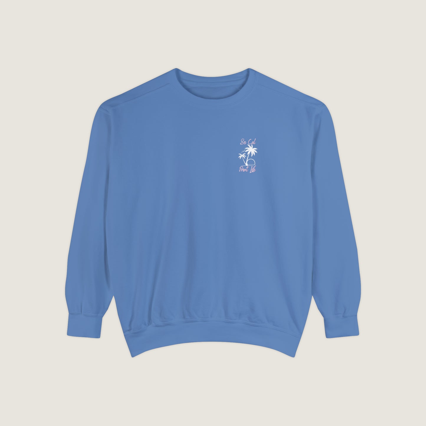 So Cal Print Life- White Logo Sweatshirt (Comfort Colors)
