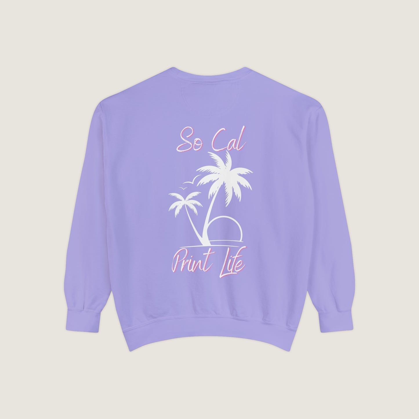 So Cal Print Life- White Logo Sweatshirt (Comfort Colors)
