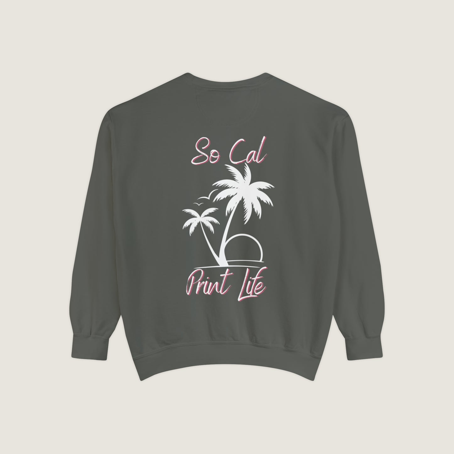 So Cal Print Life- White Logo Sweatshirt (Comfort Colors)
