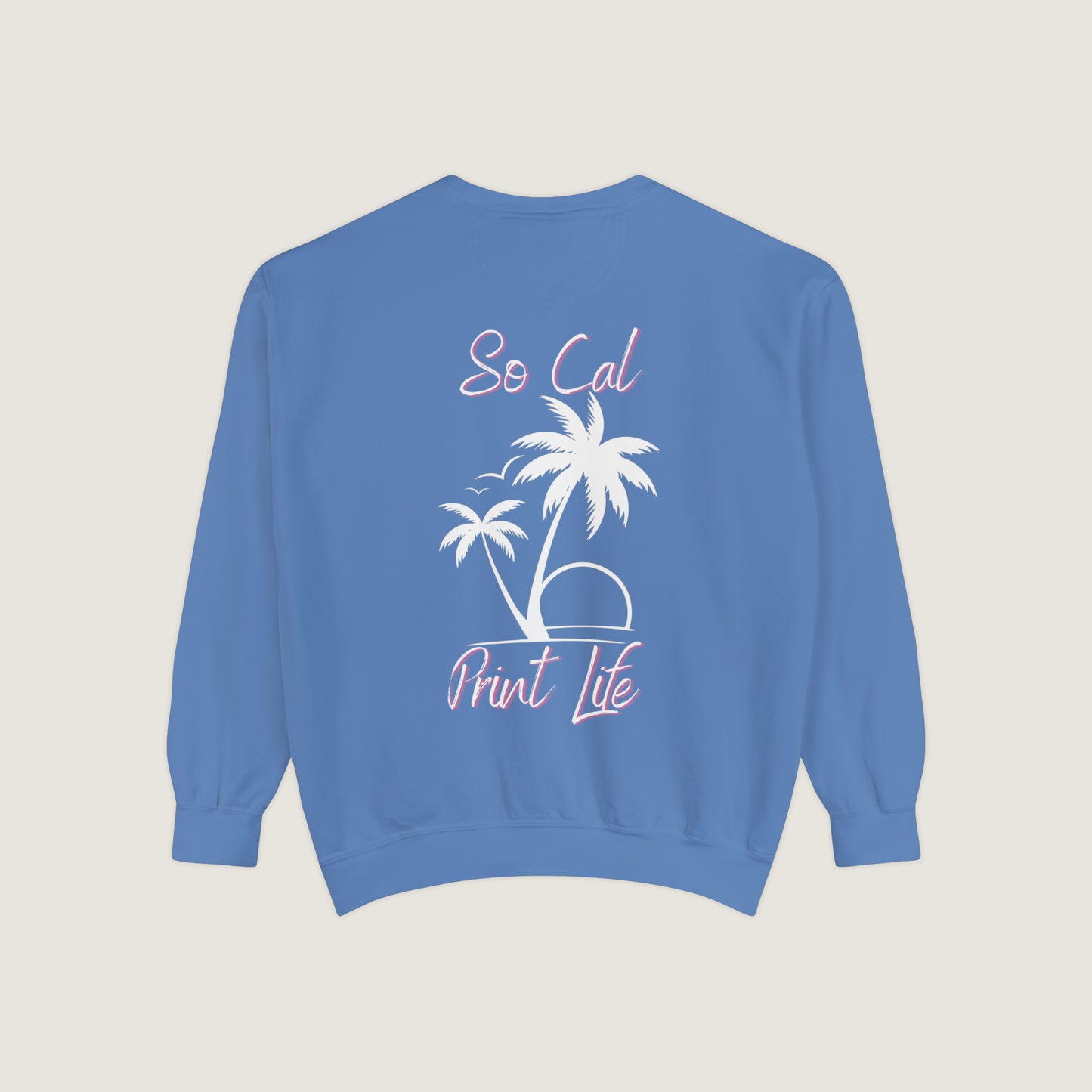 So Cal Print Life- White Logo Sweatshirt (Comfort Colors)