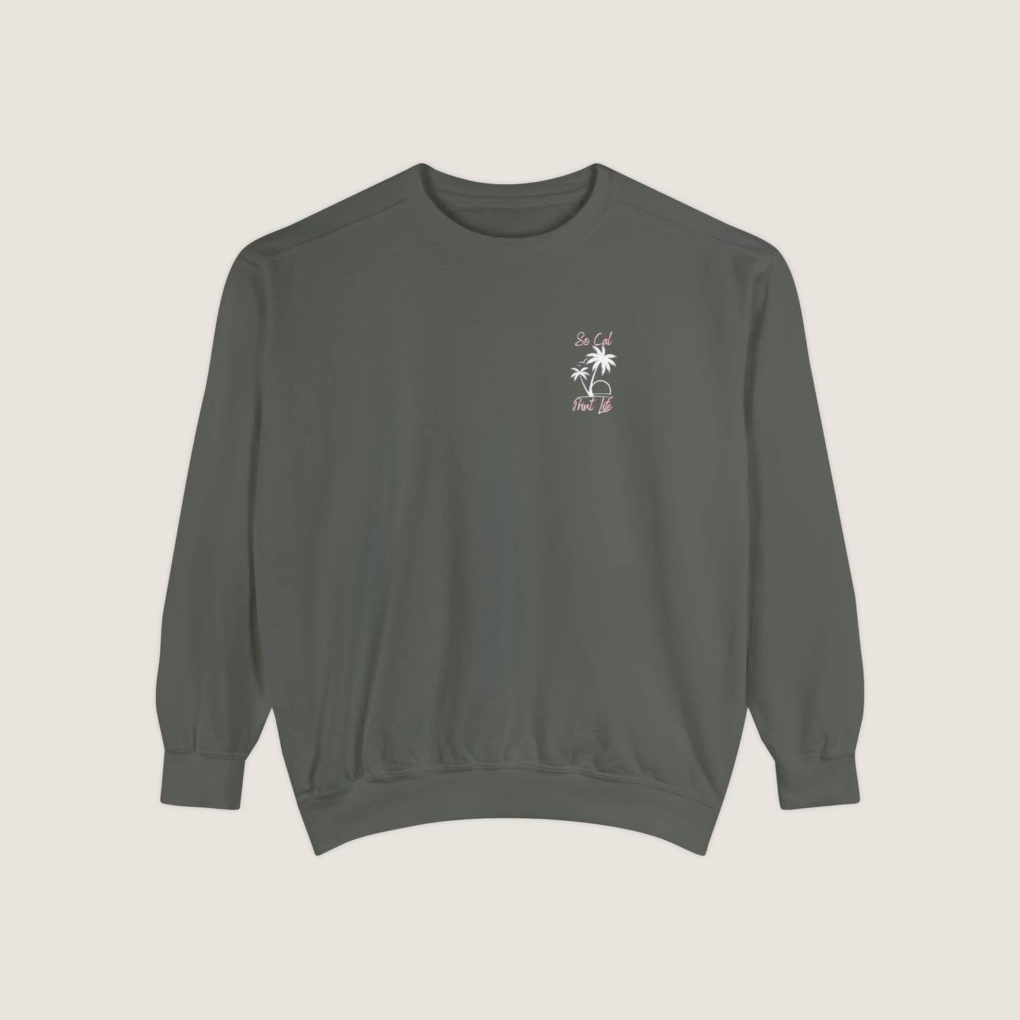 So Cal Print Life- White Logo Sweatshirt (Comfort Colors)