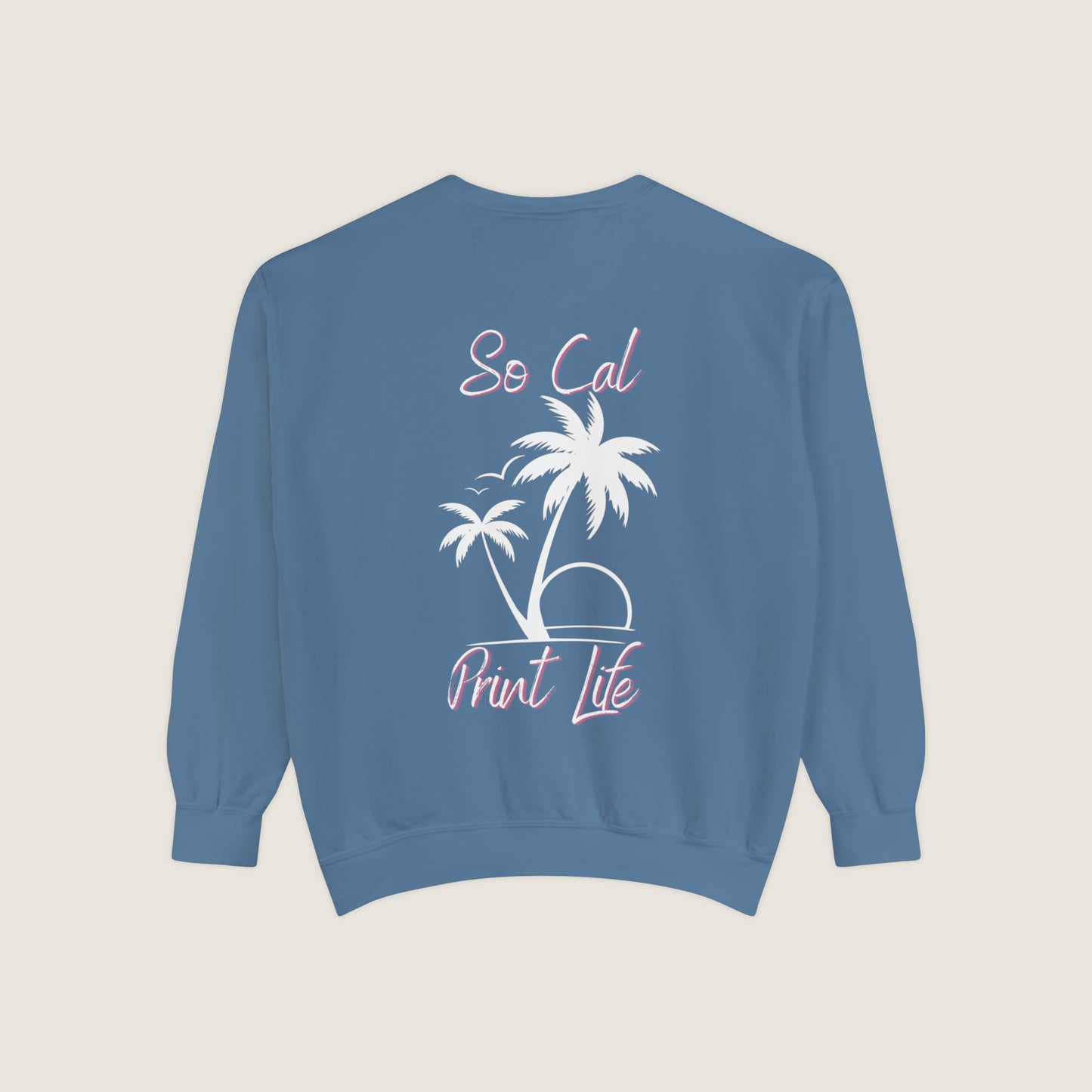 So Cal Print Life- White Logo Sweatshirt (Comfort Colors)