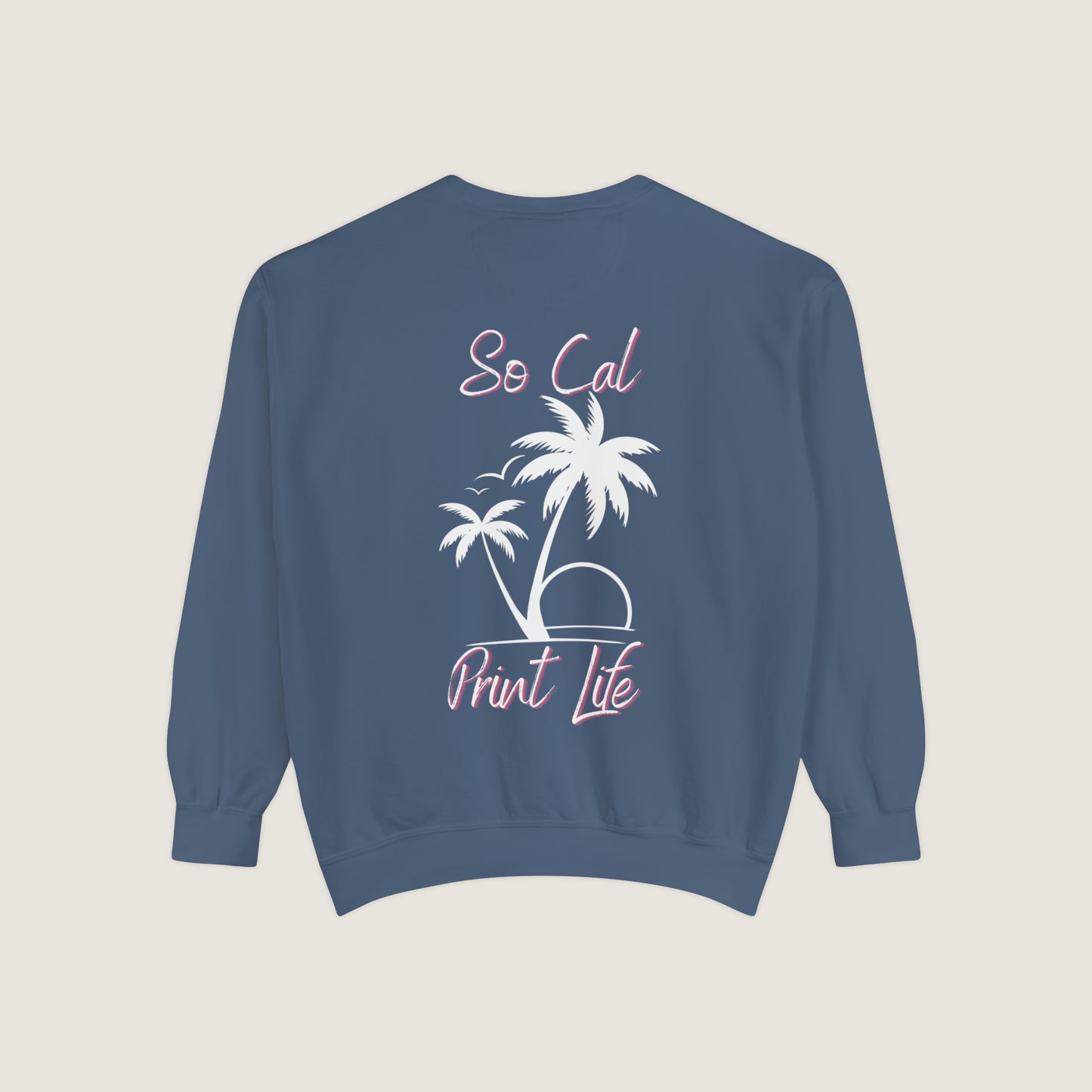So Cal Print Life- White Logo Sweatshirt (Comfort Colors)