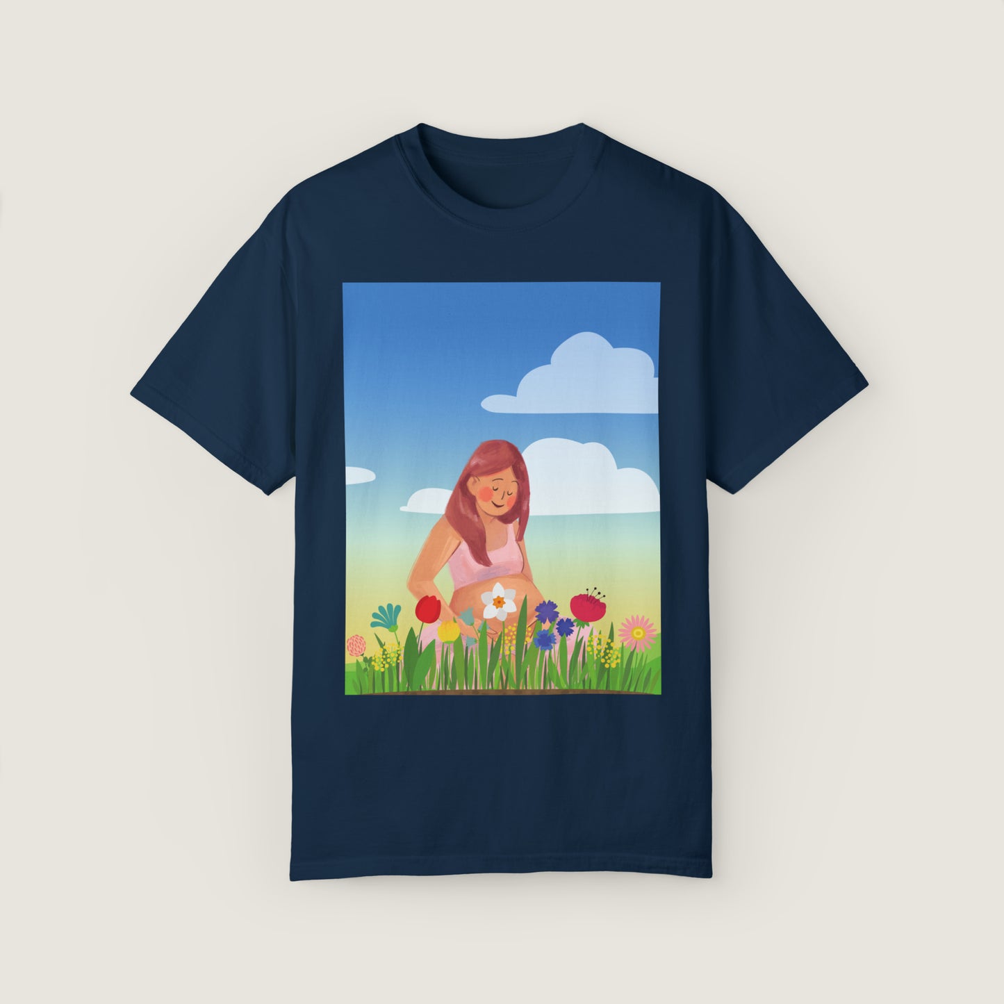 Mother With Flowers (Comfort Colors, 100% ring-spun cotton)