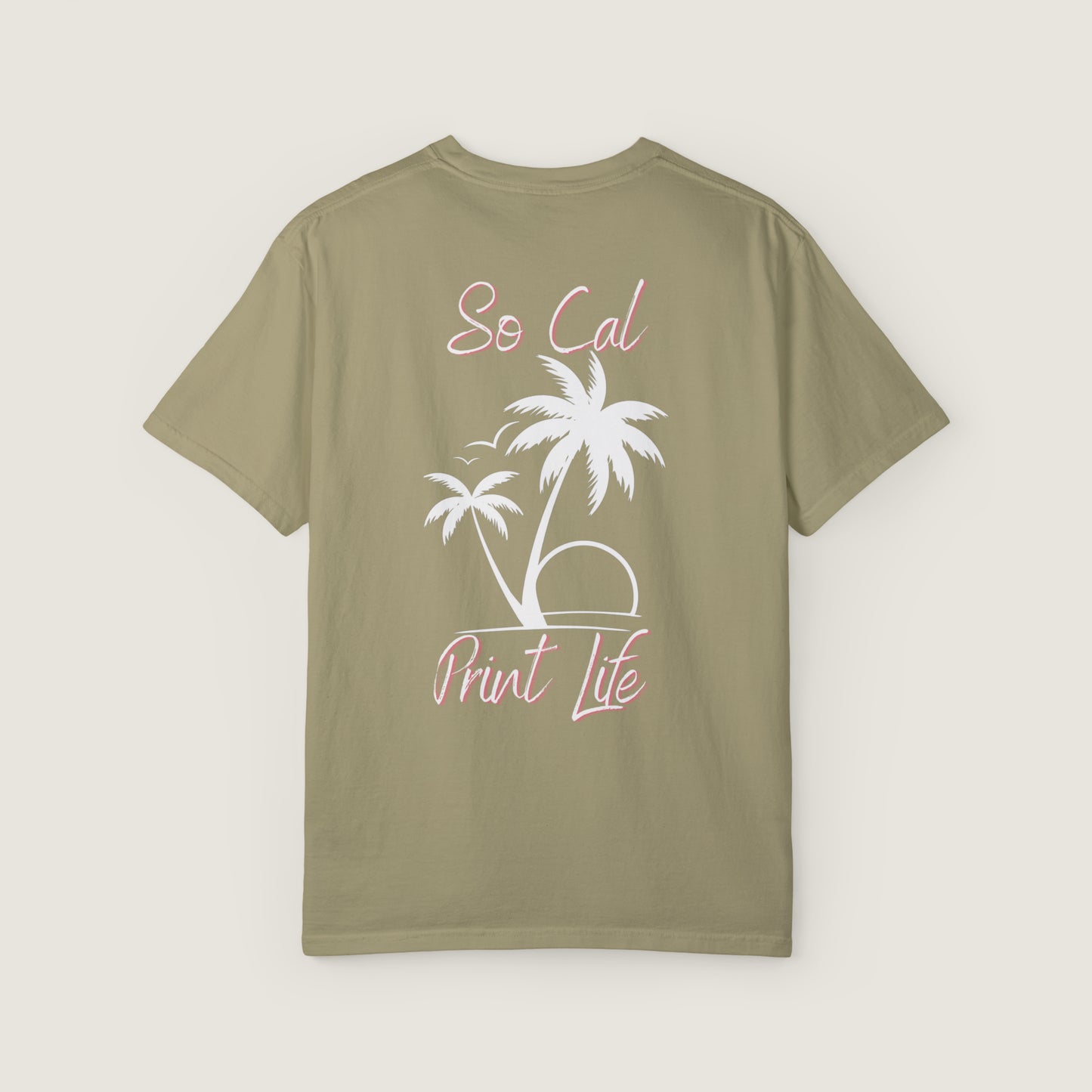 So Cal Print Life- White Logo Tee (Comfort Colors, 100% ring-spun cotton)
