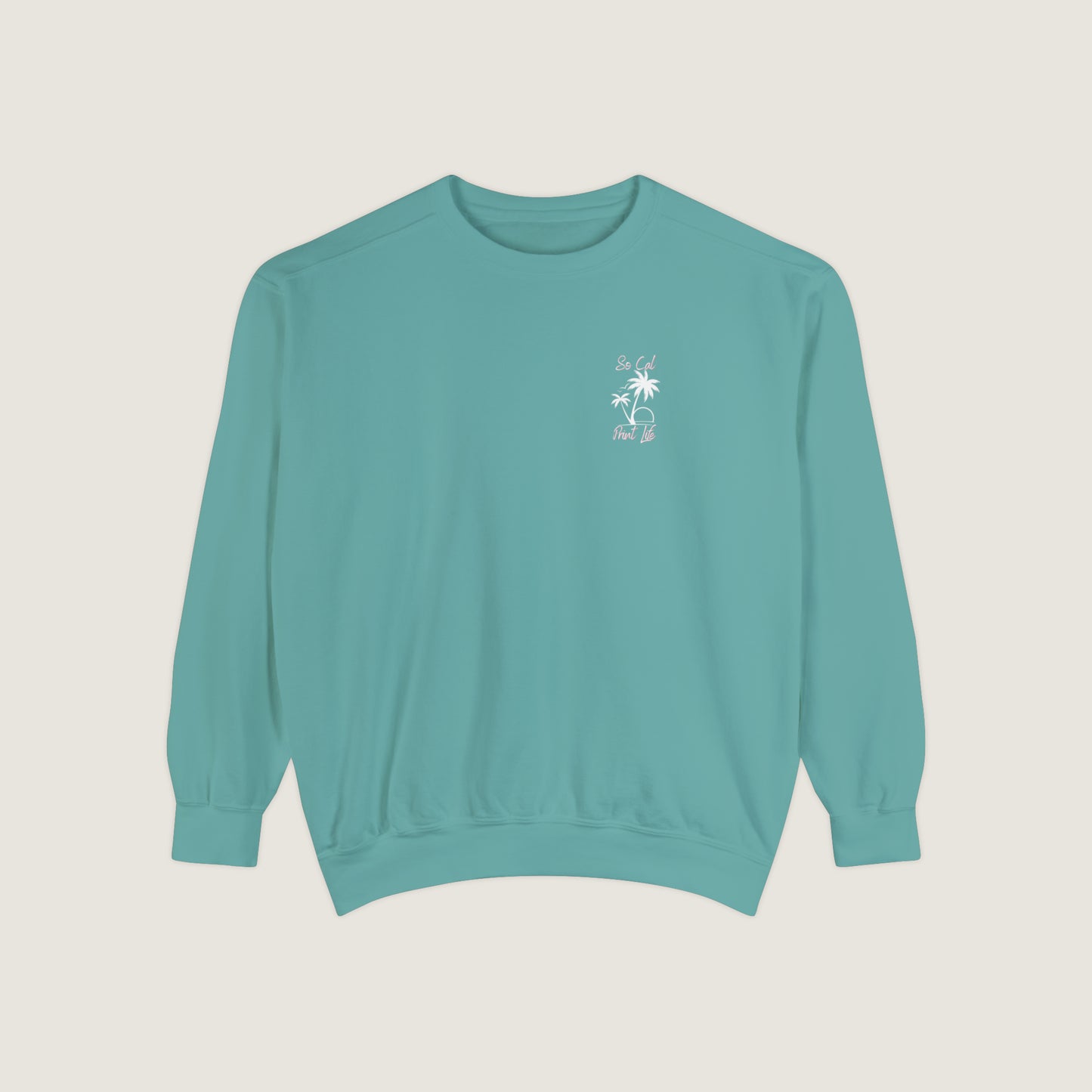 So Cal Print Life- White Logo Sweatshirt (Comfort Colors)