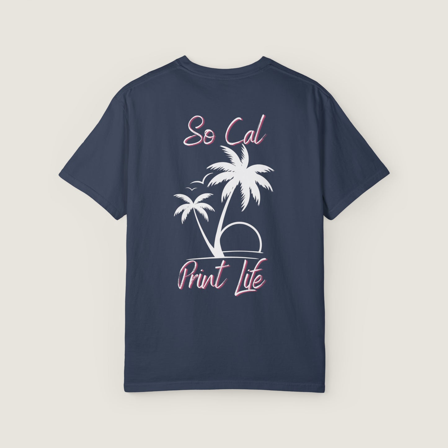 So Cal Print Life- White Logo Tee (Comfort Colors, 100% ring-spun cotton)