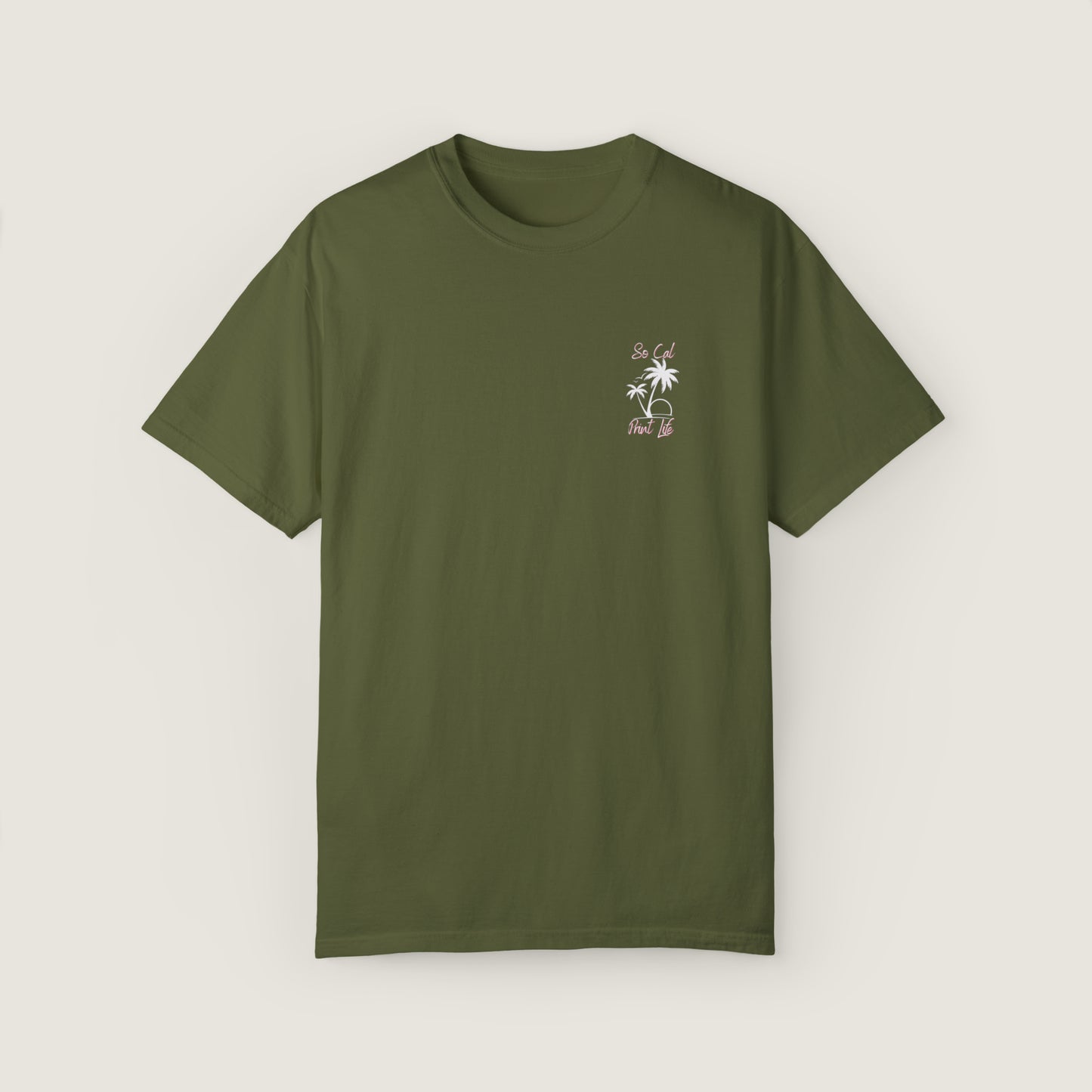 So Cal Print Life- White Logo Tee (Comfort Colors, 100% ring-spun cotton)