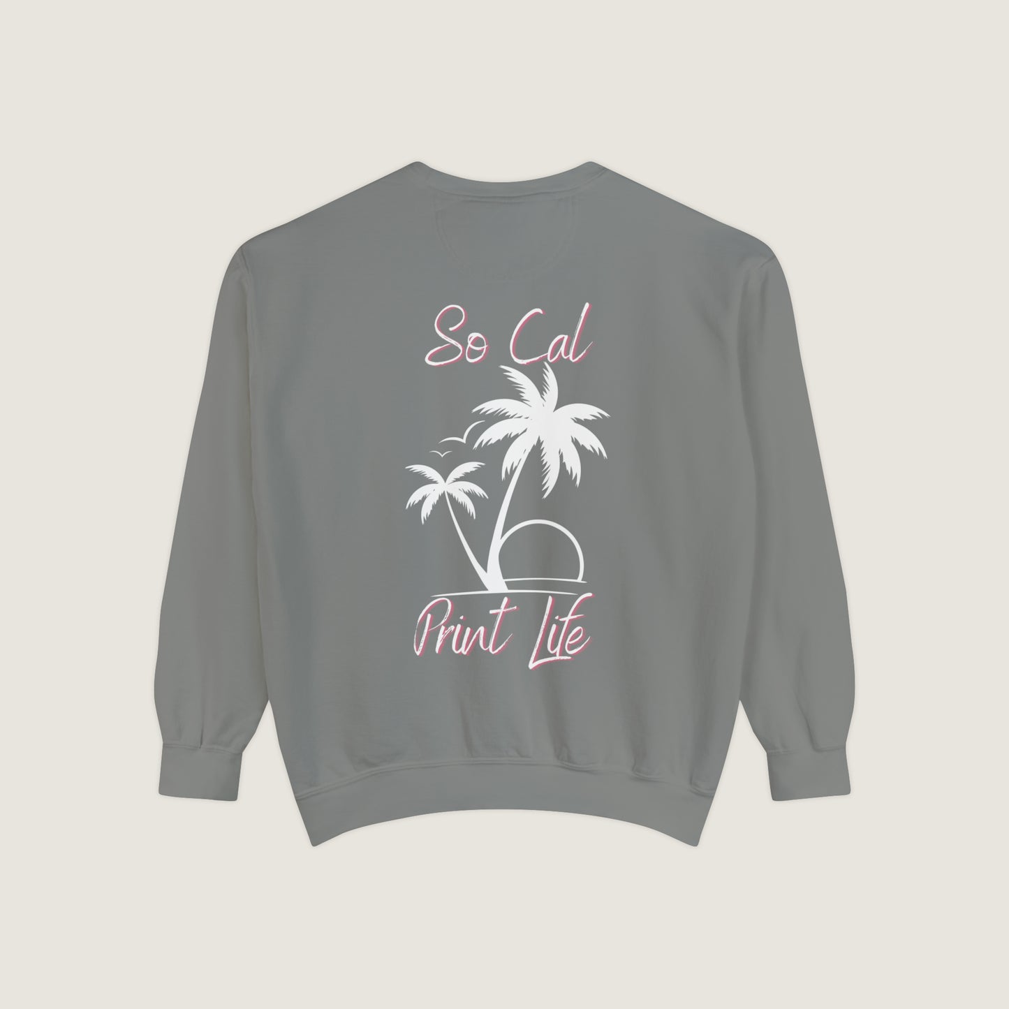 So Cal Print Life- White Logo Sweatshirt (Comfort Colors)
