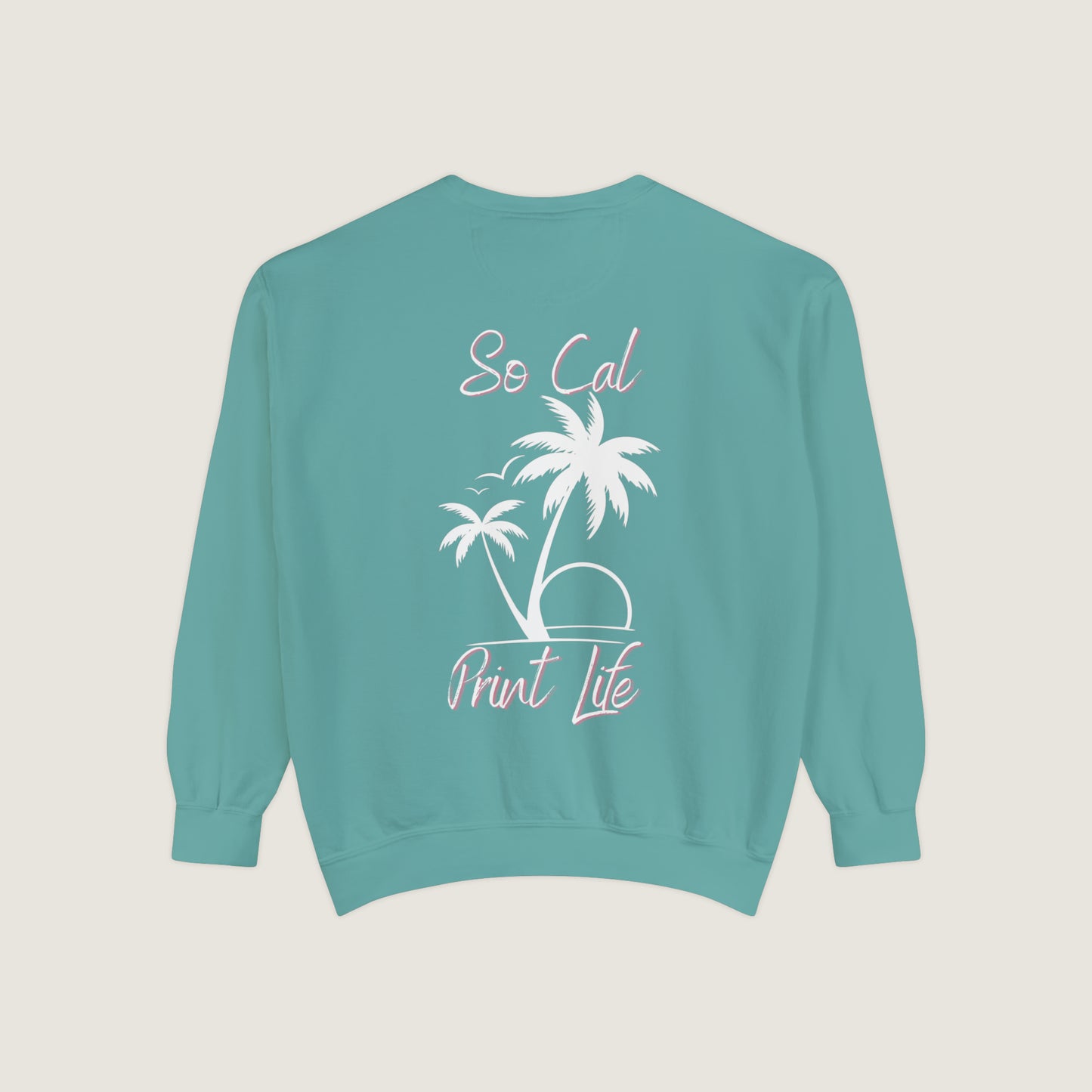So Cal Print Life- White Logo Sweatshirt (Comfort Colors)
