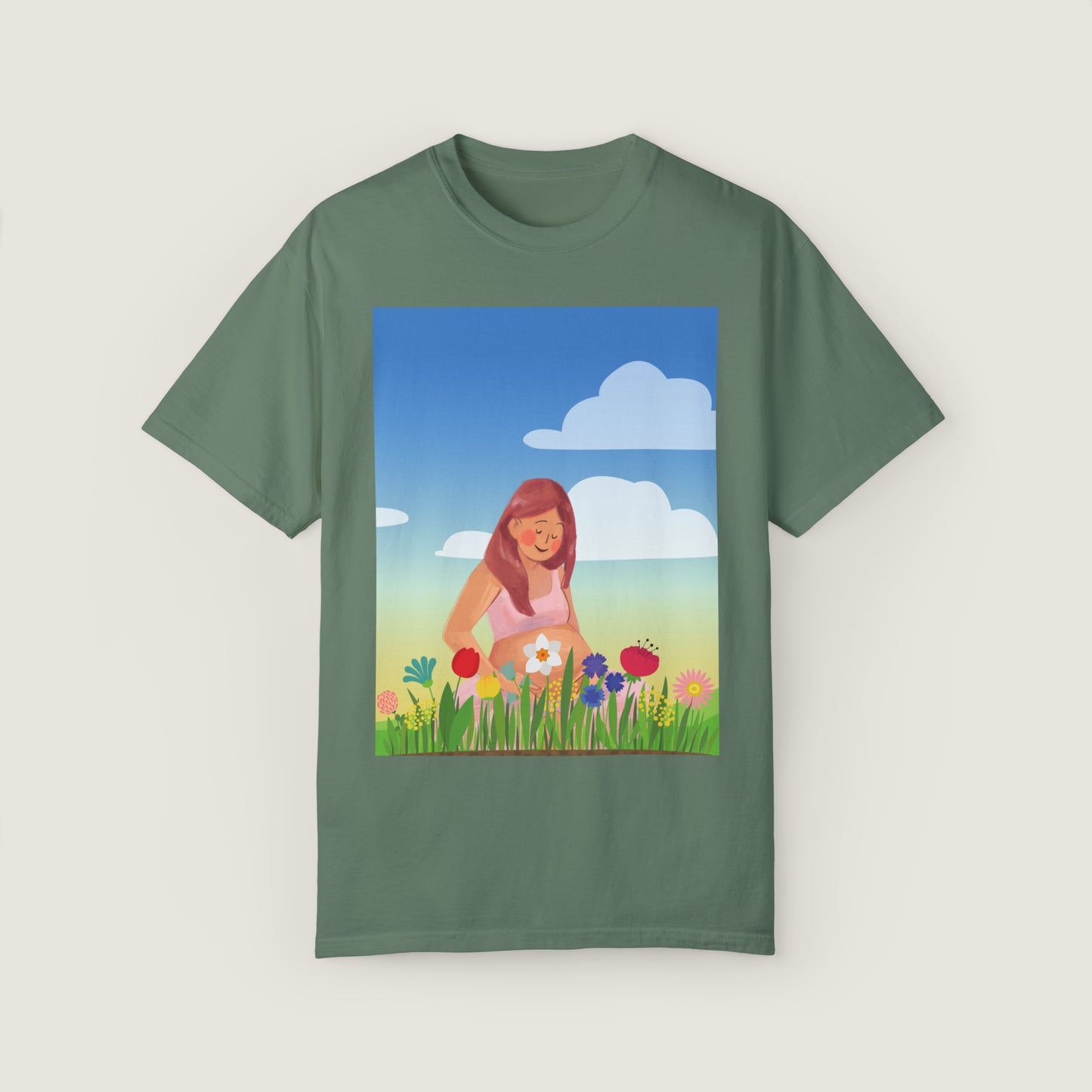 Mother With Flowers (Comfort Colors, 100% ring-spun cotton)