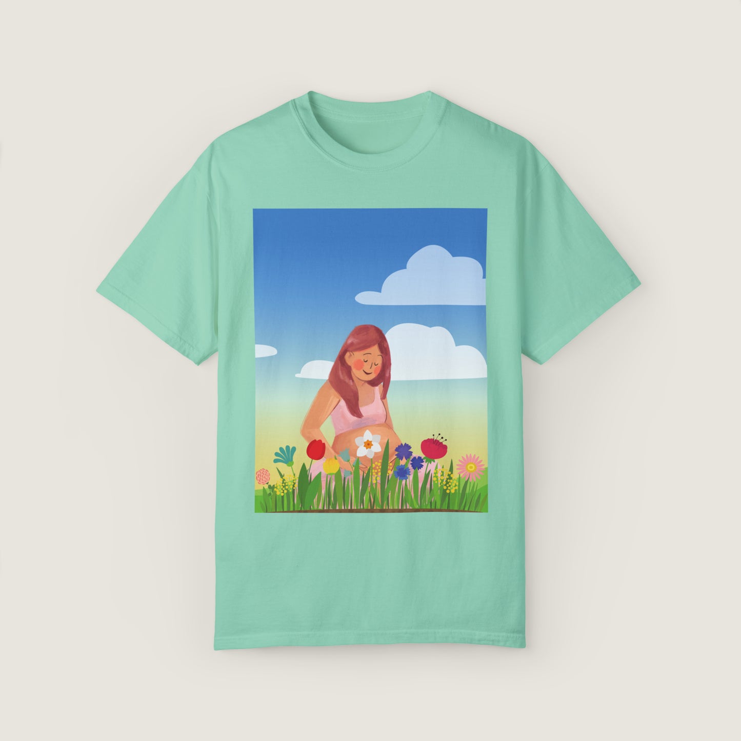 Mother With Flowers (Comfort Colors, 100% ring-spun cotton)
