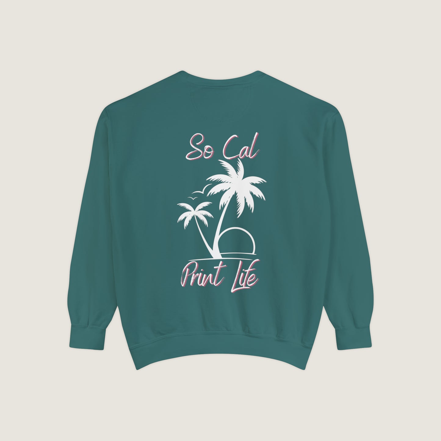 So Cal Print Life- White Logo Sweatshirt (Comfort Colors)