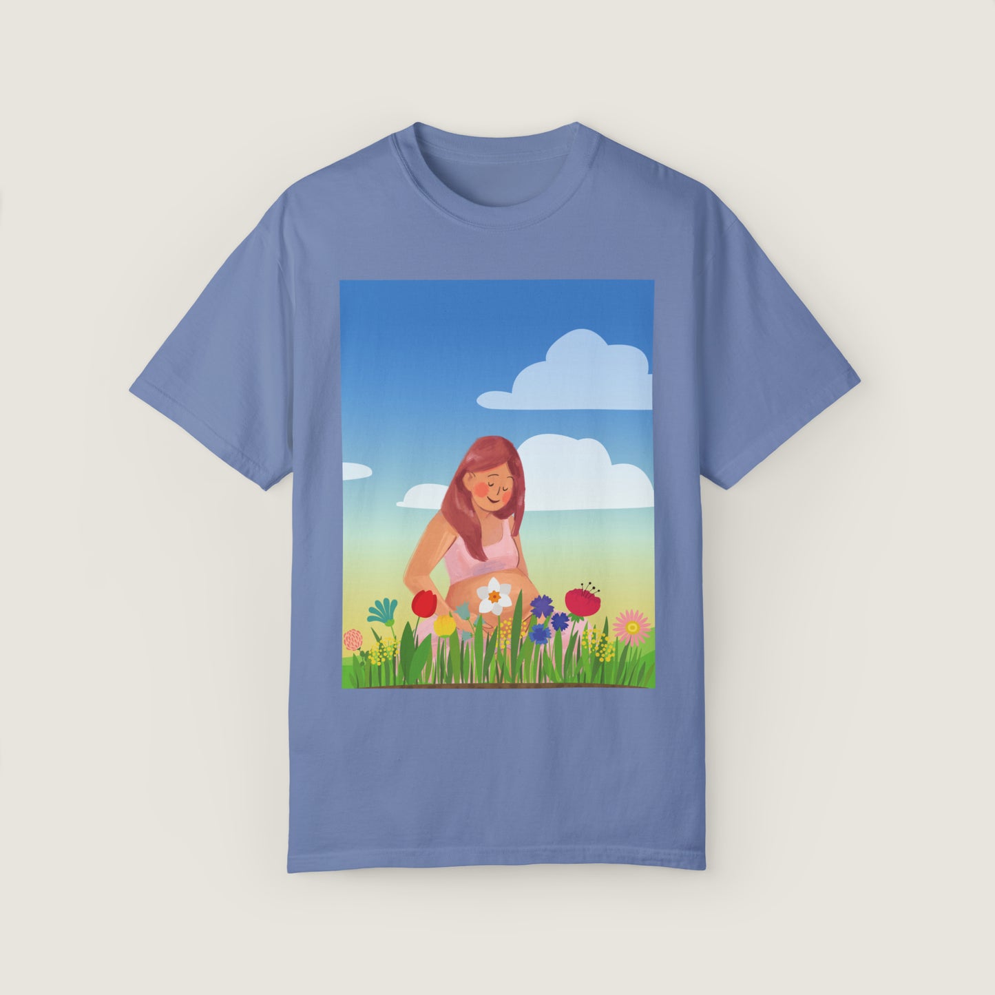 Mother With Flowers (Comfort Colors, 100% ring-spun cotton)