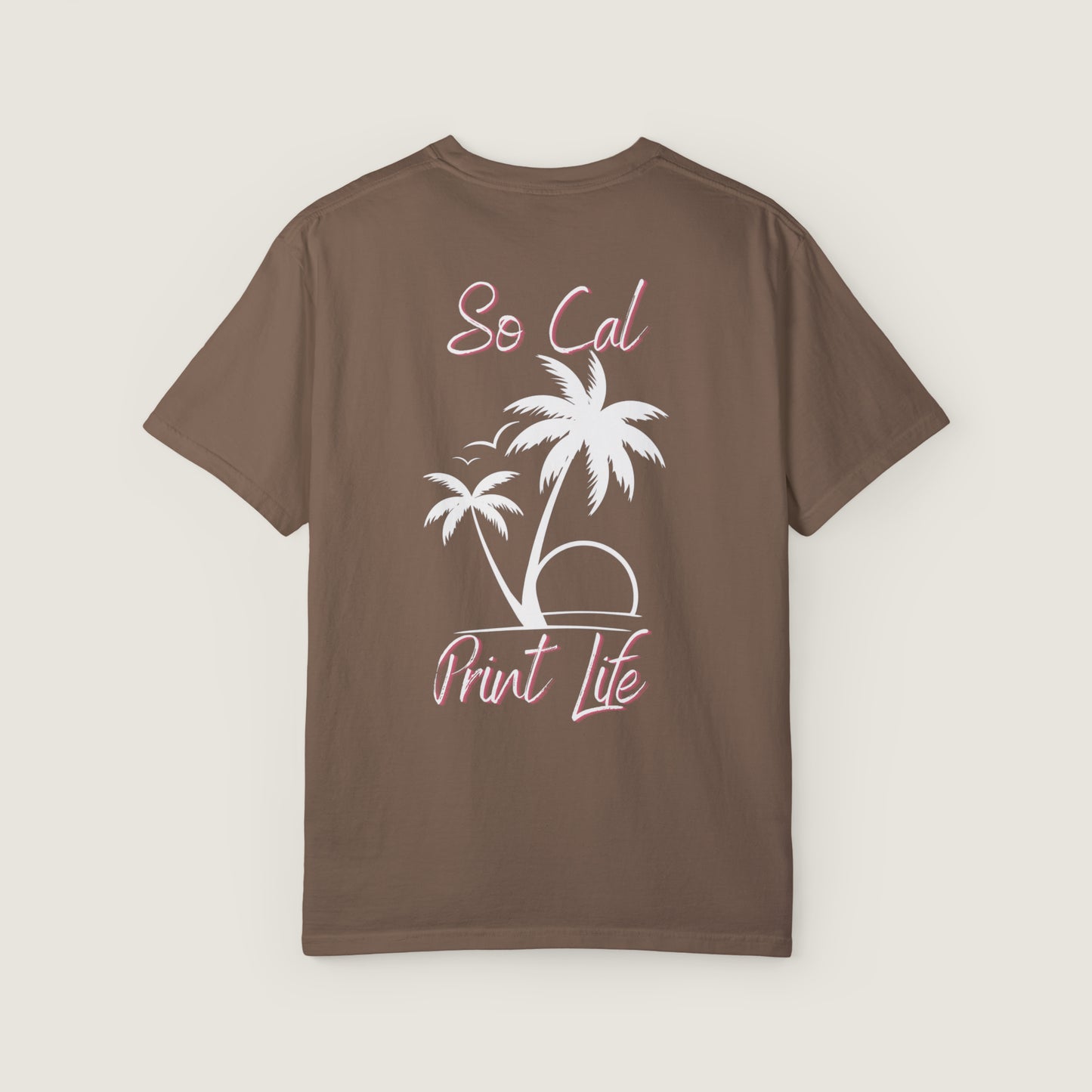 So Cal Print Life- White Logo Tee (Comfort Colors, 100% ring-spun cotton)