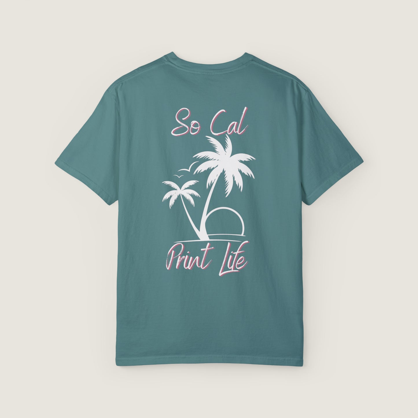 So Cal Print Life- White Logo Tee (Comfort Colors, 100% ring-spun cotton)