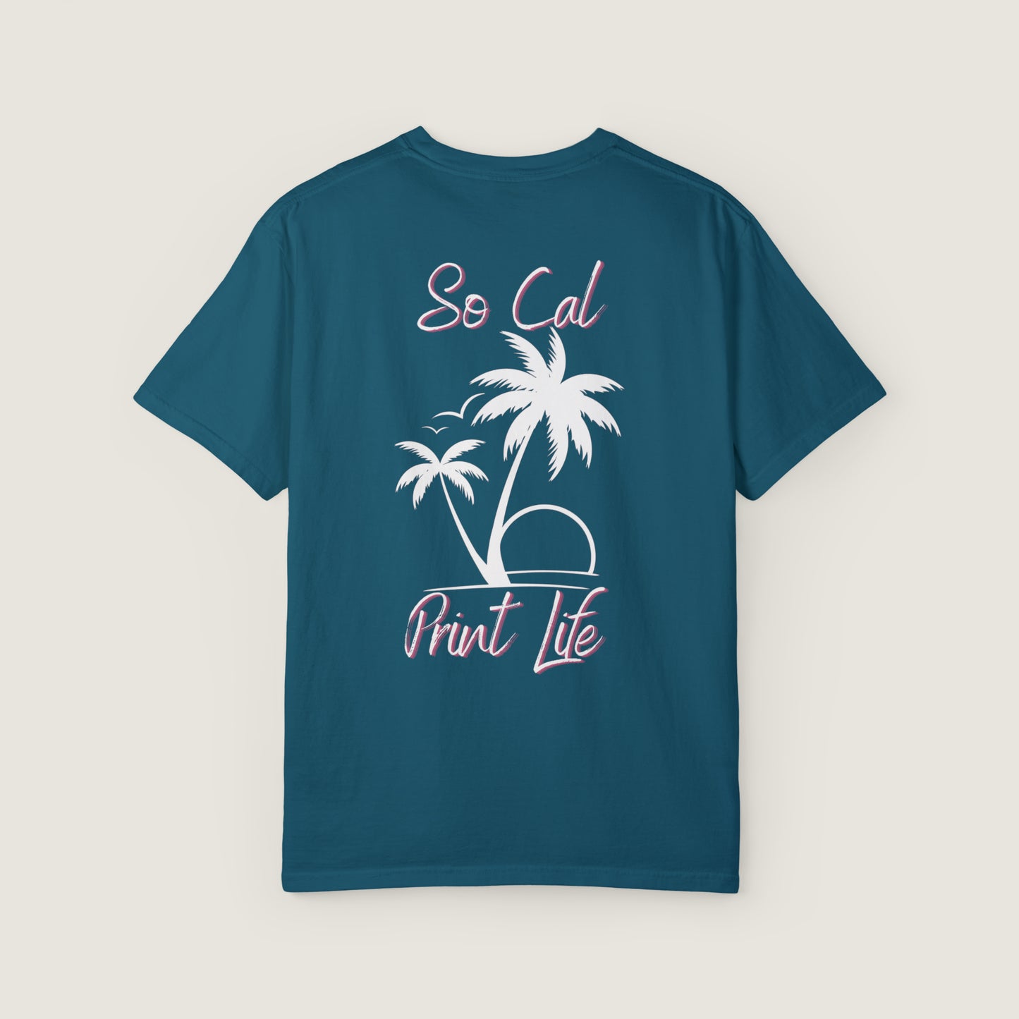 So Cal Print Life- White Logo Tee (Comfort Colors, 100% ring-spun cotton)