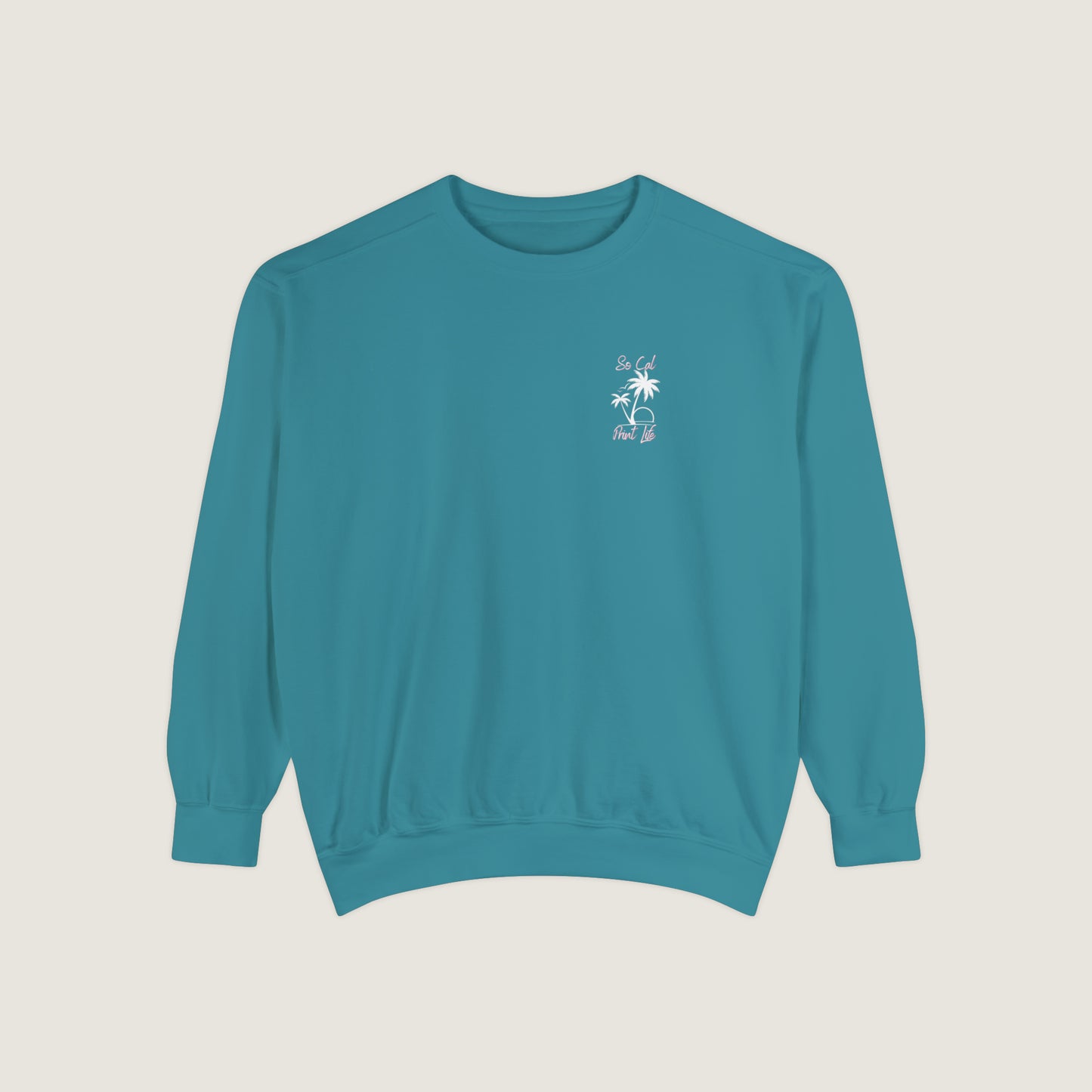 So Cal Print Life- White Logo Sweatshirt (Comfort Colors)