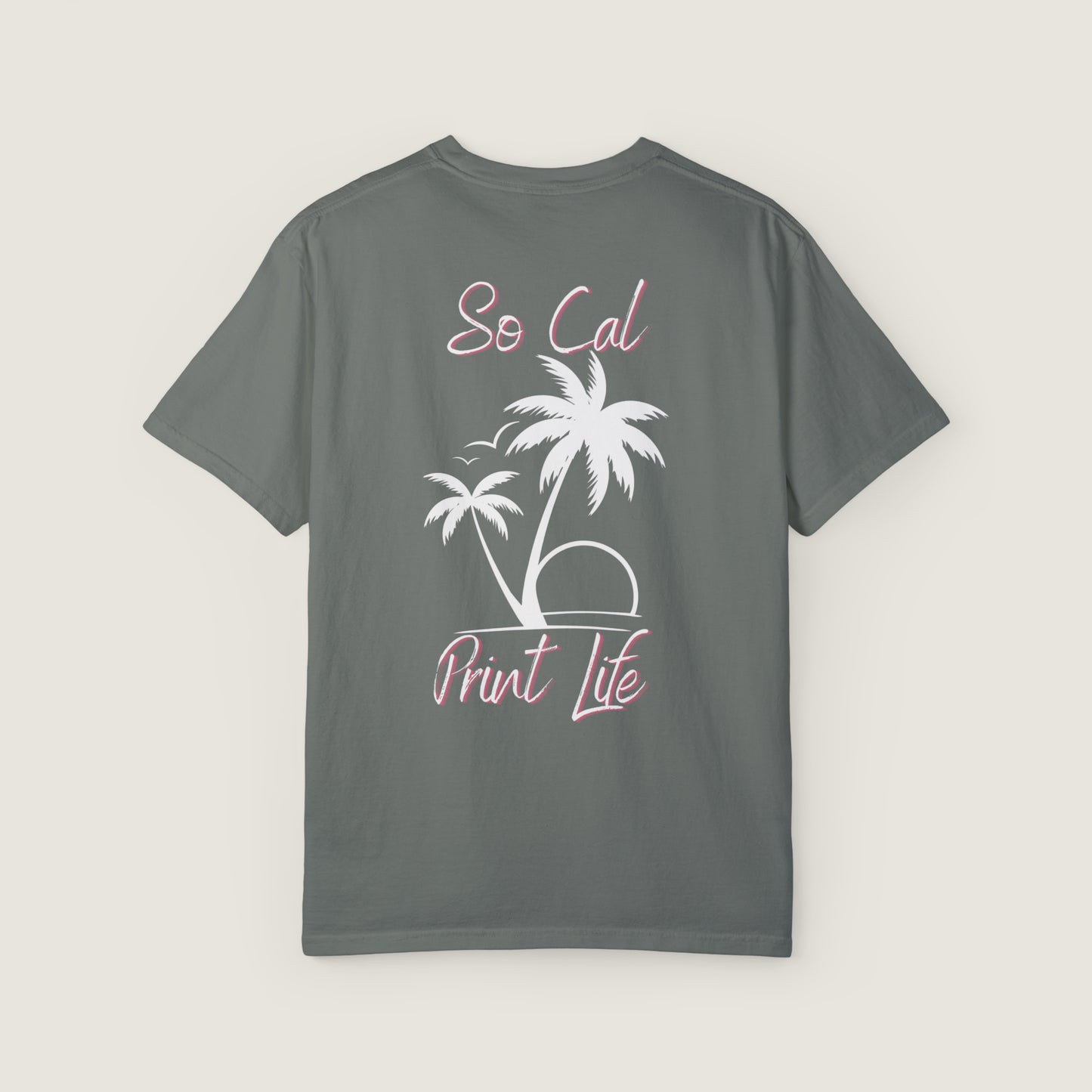 So Cal Print Life- White Logo Tee (Comfort Colors, 100% ring-spun cotton)