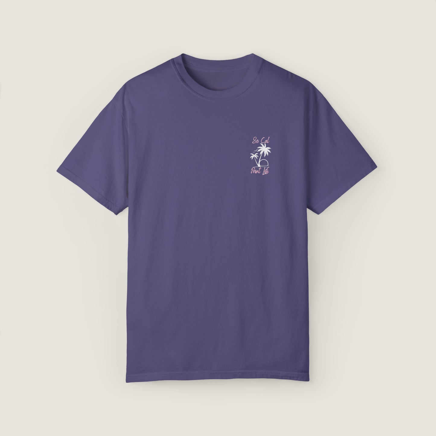 So Cal Print Life- White Logo Tee (Comfort Colors, 100% ring-spun cotton)