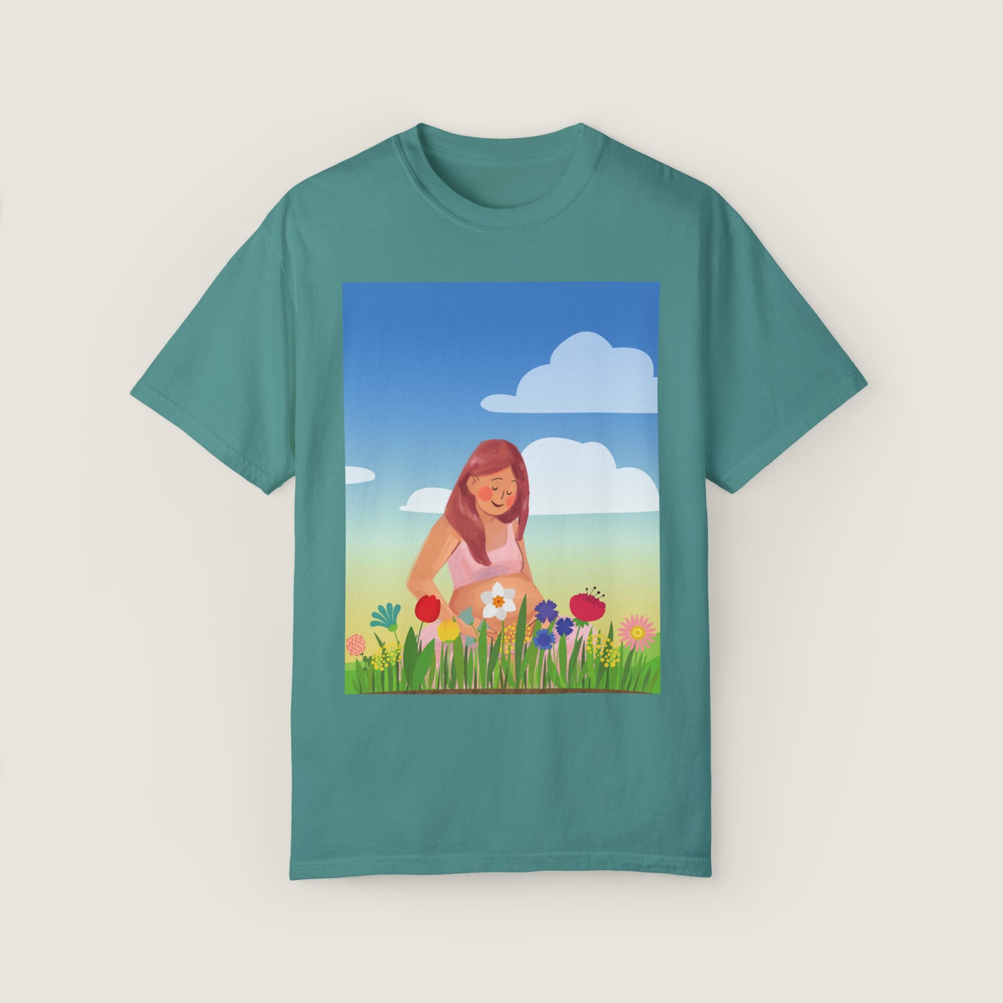 Mother With Flowers (Comfort Colors, 100% ring-spun cotton)