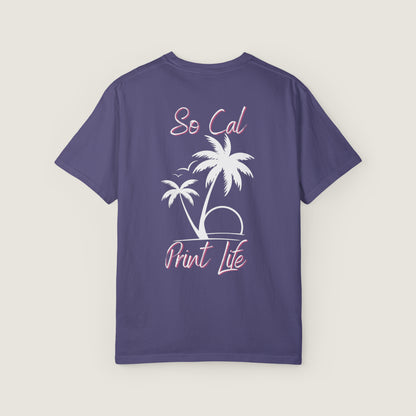 So Cal Print Life- White Logo Tee (Comfort Colors, 100% ring-spun cotton)
