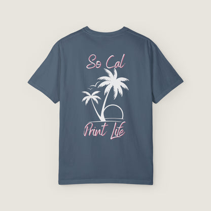 So Cal Print Life- White Logo Tee (Comfort Colors, 100% ring-spun cotton)