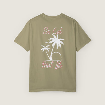 So Cal Print Life- White Logo Tee (Comfort Colors, 100% ring-spun cotton)