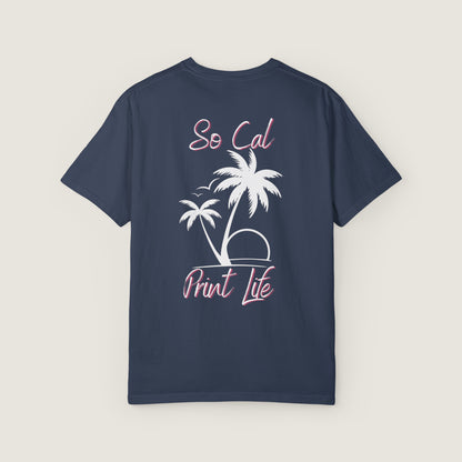 So Cal Print Life- White Logo Tee (Comfort Colors, 100% ring-spun cotton)