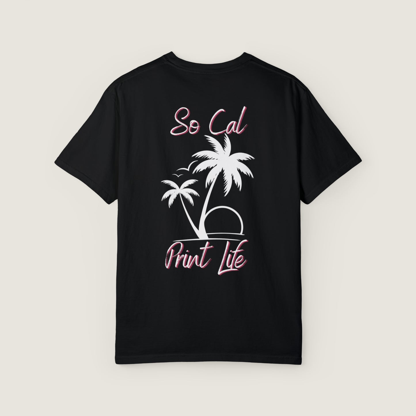 So Cal Print Life- White Logo Tee (Comfort Colors, 100% ring-spun cotton)