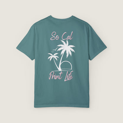 So Cal Print Life- White Logo Tee (Comfort Colors, 100% ring-spun cotton)