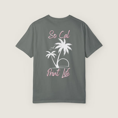 So Cal Print Life- White Logo Tee (Comfort Colors, 100% ring-spun cotton)