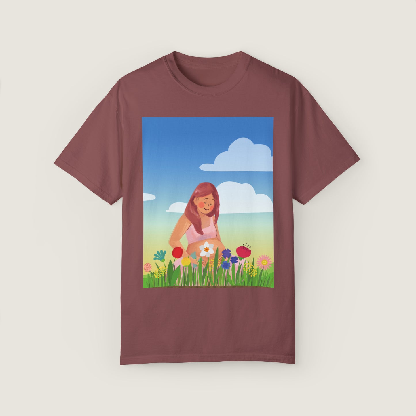 Mother With Flowers (Comfort Colors, 100% ring-spun cotton)